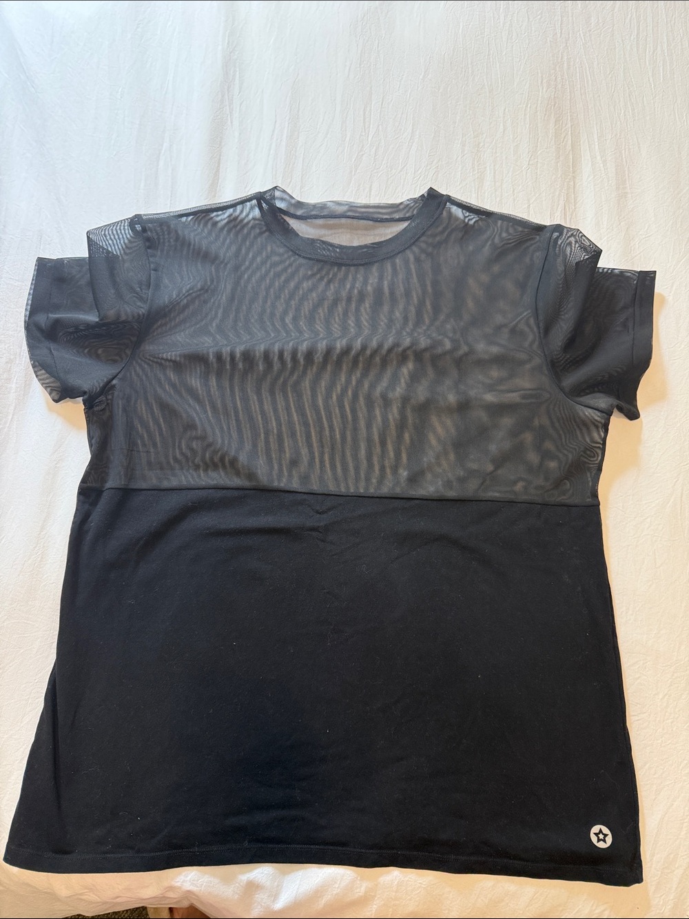 Active Booty Women’s Black Short Sleeve Mesh-Panel Tee